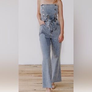 Women's Strapless Denim Jumpsuit